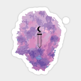 Crystal with a moon in watercolor background Sticker